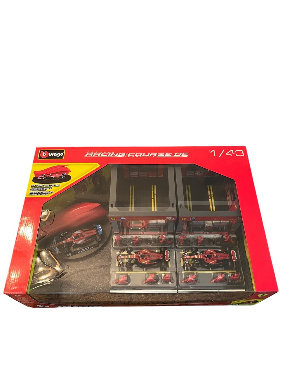 Bburago 1:43 Ferrari F1 Racing Deluxe Paddock Set 2024 SF-24 Leclerc Sainz New